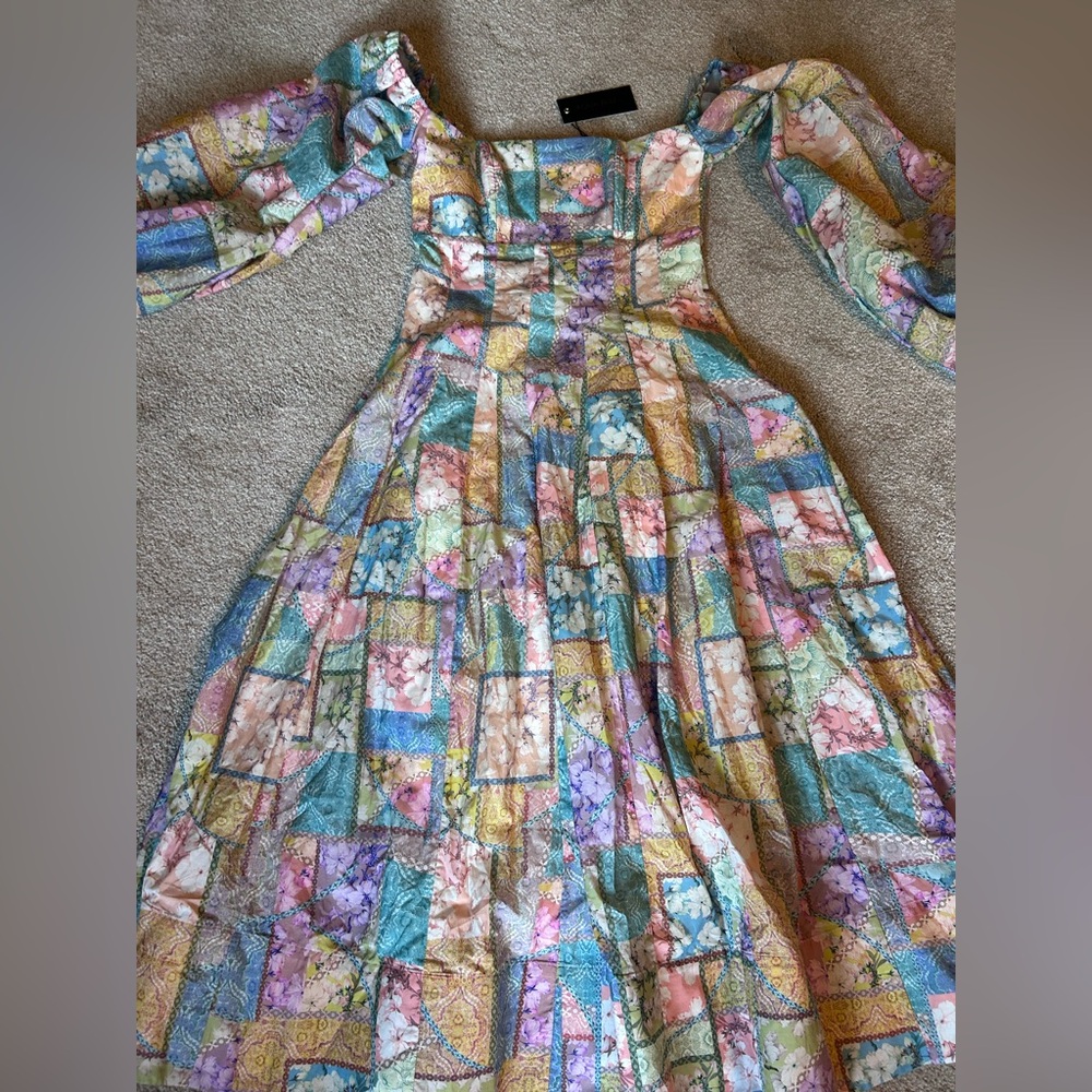 NWT!! Aqua Blu Multicolor patchwork Floral Dress - size small - Picture 4 of 7